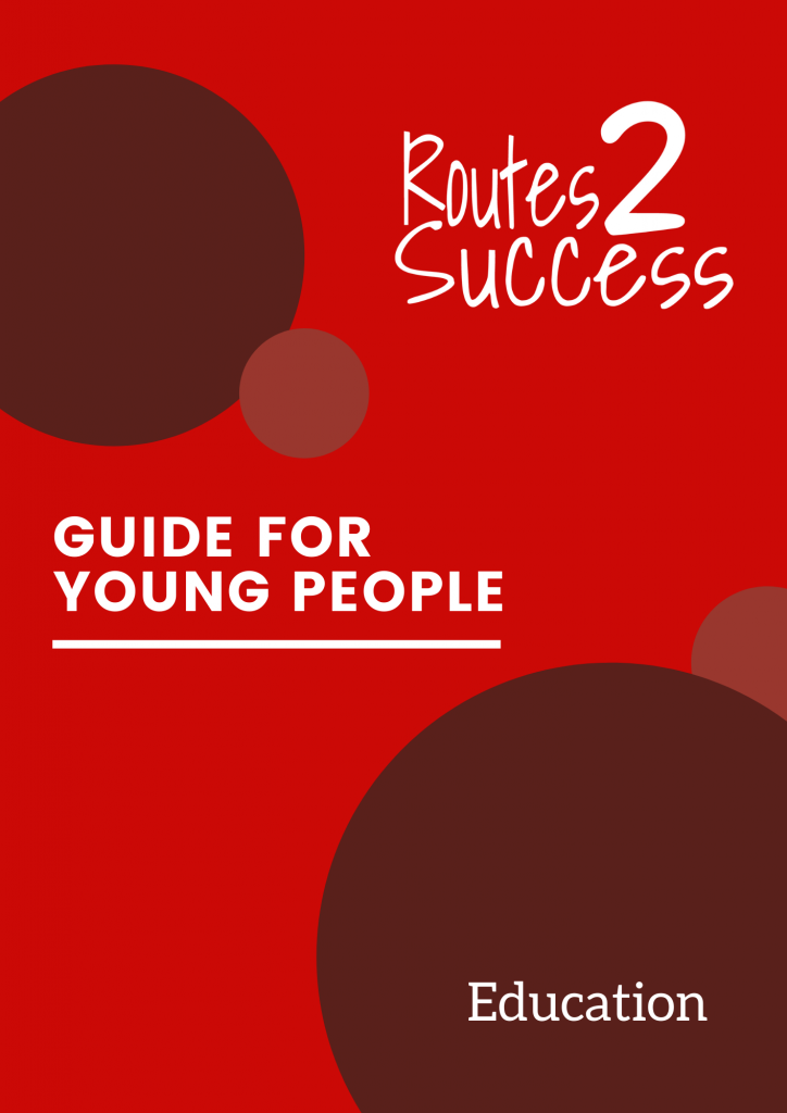 A red cover for Routes2Success' guide for young people